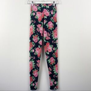 LIQUIDO ACTIVE Black Pink Floral Athletic Leggings Size X-Small‎ XS